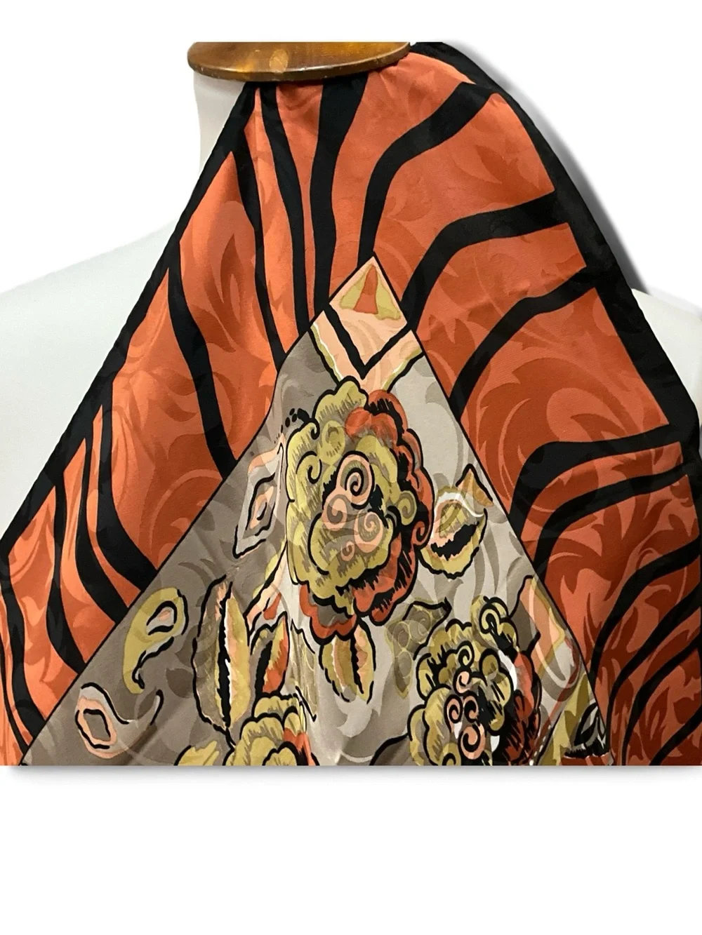 Vintage Italian 100% Silk Scarf Animal Print Pictorial Square 34”